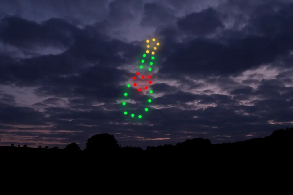 Champagne bottle with 60 drones in the wedding drone light show